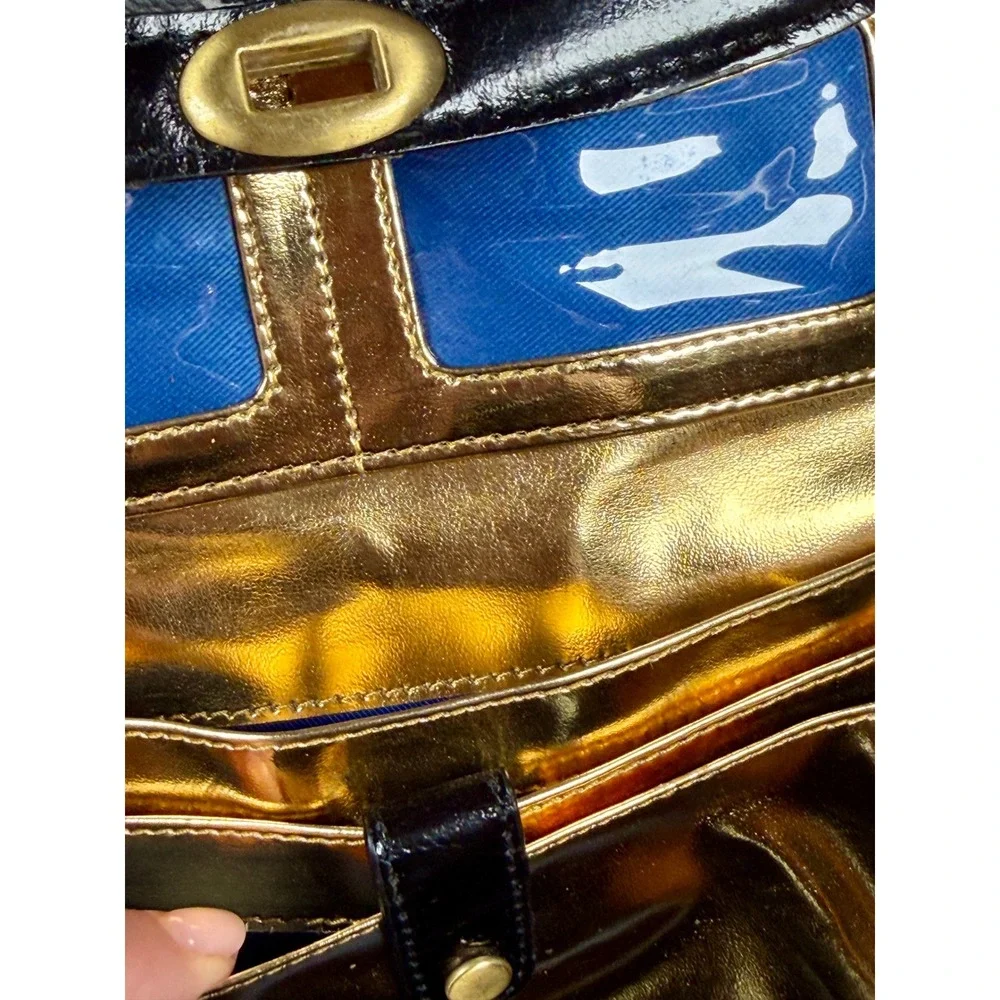 Sharif 1827 Hand Painted Tiger Zebra Leather Crossbody Bag Gold Interior NWT